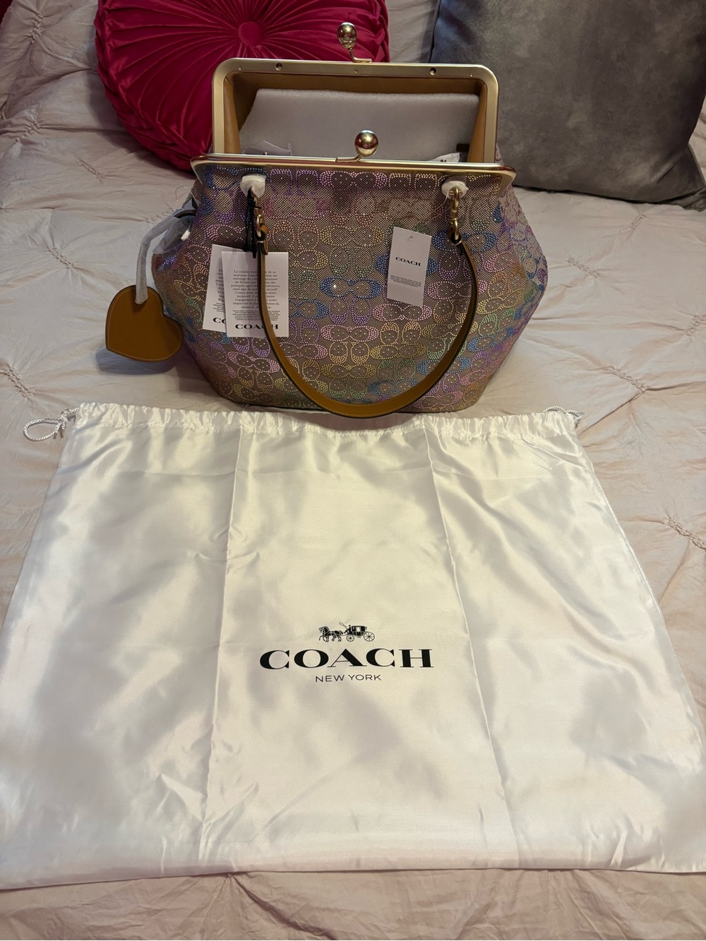 Coach Multicolor Signature Frame Satchel with Gold Hardware - Picture 10 of 11